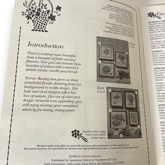 Cross Stitch Country Bouquets Booklet by Terrece Beesley 1996 - Picture 3 of 3